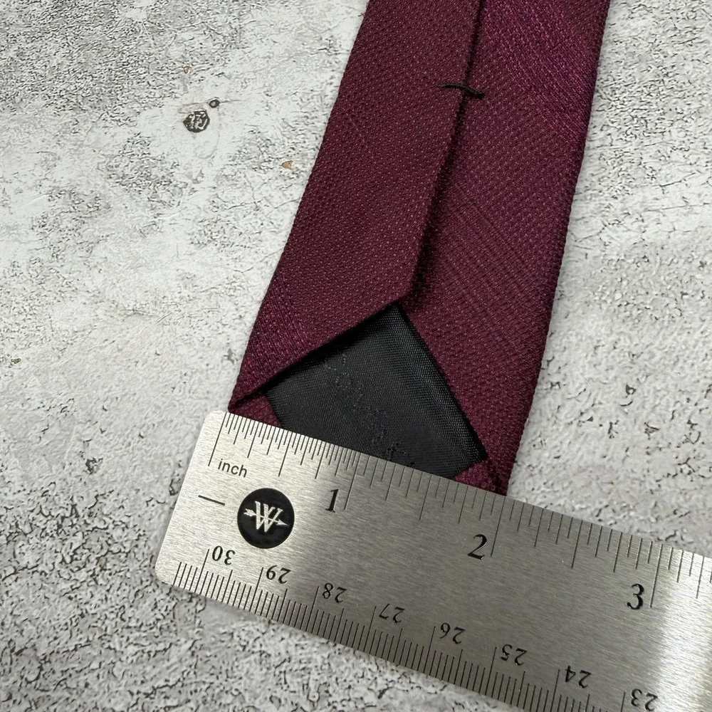 Calvin Klein Silk Tie Mens One Size Red Solid Silk Viscose Made In China Necktie